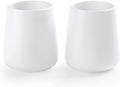 White Toothbrush Holder for Bathroom - 2Pcs Ceramic Tooth Brushing Holders Set, Toothbrush Cup & Toothpaste Organizer for Bathroom Countertop, Makeup Brush Holder, Pen Holder for Home Desktop Storage-Ruum Studio Home