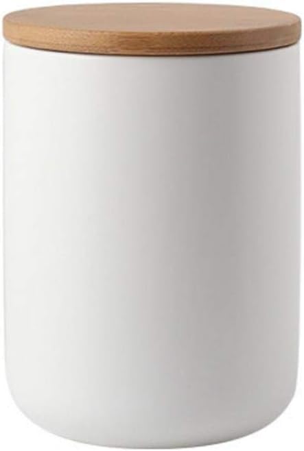 MilkyWay Food Storage Jar Strong Ceramic Storage Canisters with Airtight Seal Bamboo Lid Modern Design Seal Damp-Proof Kitchen Jar for Coffee, Tea, Spice and More (White(M: 27oz/800ml))-Ruum Studio Home