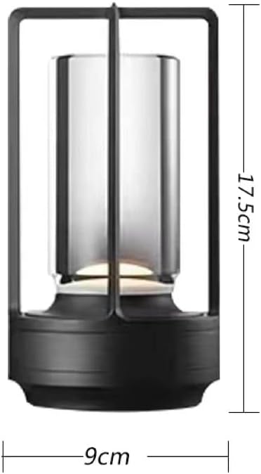 Portable Metal Table Lamp for Indoor/Outdoor ,Rechargeable Cordless LED Lamp, 3-Colour Infinitely Dimming Battery Powered Small Desk Lamp, Restaurant/Bedroom/Bar/Coffee Shop/Camping Light (Black)-Ruum Studio Home