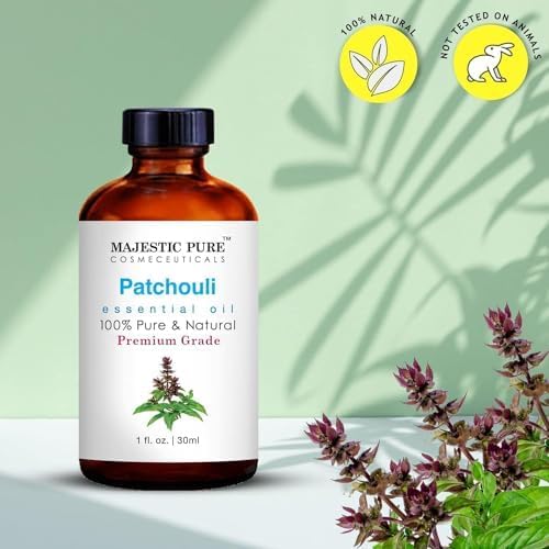 Majestic Pure Patchouli Essential Oil with Glass Dropper - 1 Fl Oz - 100% Pure and Natural Patchouli Oil - Premium Grade Essential Oils for Diffuser, Aromatherapy, Soap and Candle Making-Ruum Studio Home