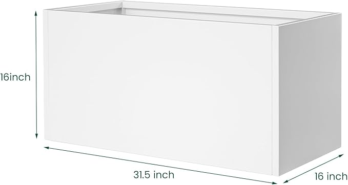 White Steel Planter Outdoor Indoor Planter Box Galvanized Steel Metal Large Planters Rectangular Flower Pot 31.5 In L x 16 In W x 16 In H Modern Commercial Residential for Trees Patio Deck Yard Garden-Ruum Studio Home