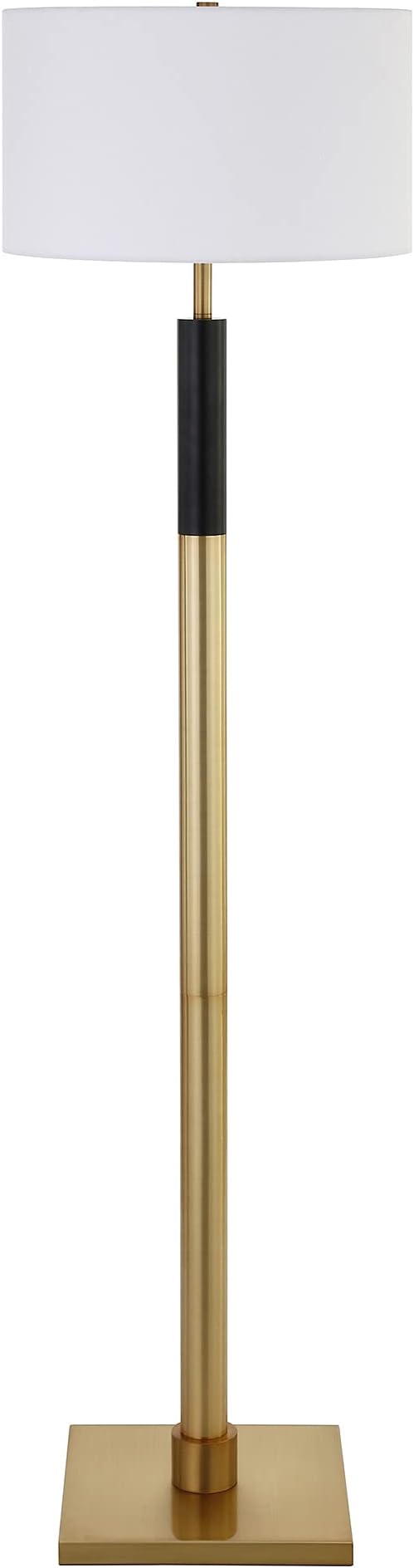 Henn&Hart Two-Tone Floor Lamp with Fabric Shade in Brass/Black/White, for Home, Living Room, Bedroom, Entertainment Room, Office, Kitchen, Dining-Ruum Studio Home