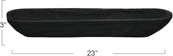 Creative Co-Op Decorative Paulownia Wood Bowl, Black-Ruum Studio Home