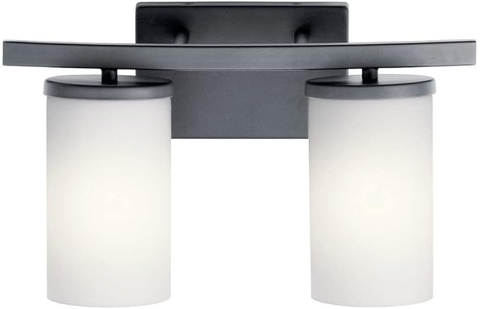 Kichler Crosby 15" 2 Light Vanity Light Satin Etched Cased Opal Olde Bronze®-Ruum Studio Home