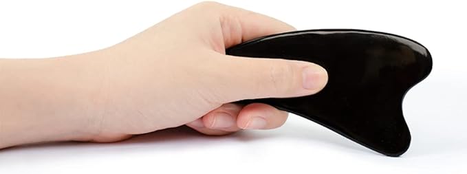 Gua Sha Scraping Massage Tool, Lymphatic Drainage Massager - Ultra Smooth Edge for Physical Therapy Tools - Reduce Muscle Pain, Massage Tendon, Myofascial Releaser Face Eye Body(Black)-Ruum Studio Home