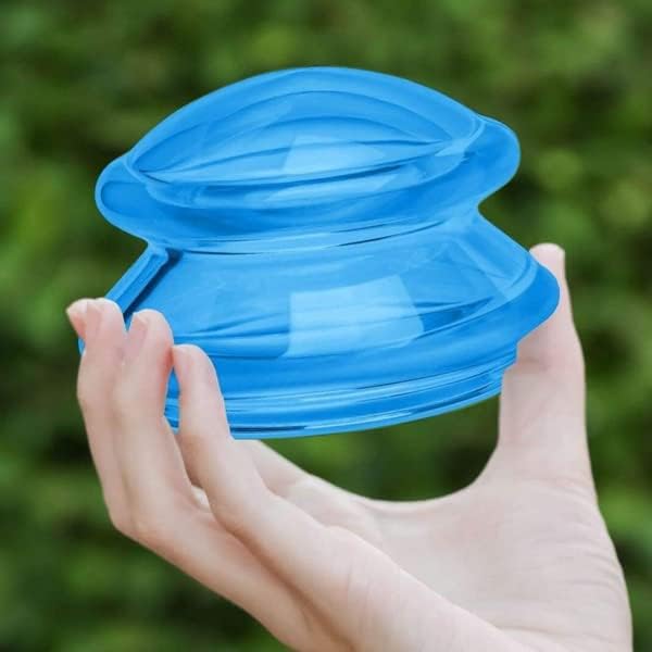 Lure Essentials Edge Silicone Cupping Set, Cupping Kit for Massage Therapy, Long Lasting Cups for Professional & Home Use, Body Sculpt Cup for Cellulite, Ultra Transparent Blue (8 Count)-Ruum Studio Home