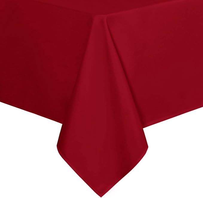sancua Rectangle Tablecloth - 70 x 90 Inch - Stain and Wrinkle Resistant Washable Polyester Table Cloth, Decorative Fabric Table Cover for Dining Tables, Buffet Parties, Christmas Red-Ruum Studio Home