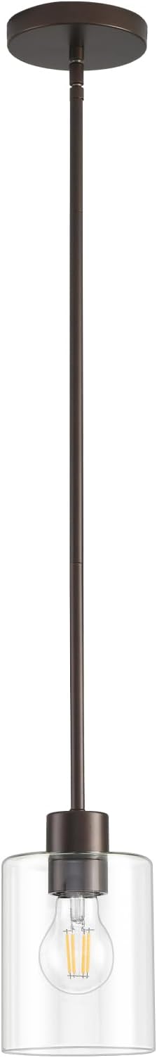 Oil Rubbed Bronze Pendant Lights Kitchen Island - Clear Glass Pendant Light Fixture Multiple Stems Rods 3 Units 12 Inch 3 Units 4 Inch (1 Pack Oil Rubbed Bronze Downrod)-Ruum Studio Home