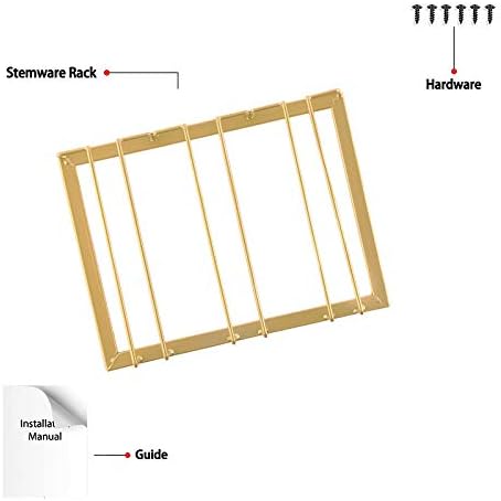 Wine Glass Rack - Under Cabinet Stemware Wine Glass Holder Glasses Storage Hanger Metal Organizer for Bar Kitchen Gold-Ruum Studio Home