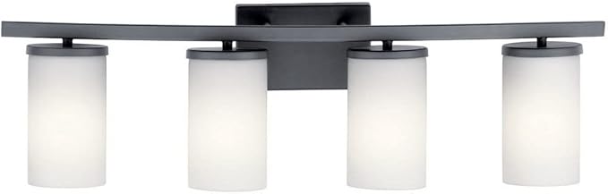 Kichler Crosby 31" 4 Light Vanity Light Satin Etched Cased Opal Olde Bronze®-Ruum Studio Home