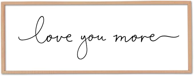 Love You More Sign Wall Decor Art 40"X15" Master Bedroom Guest Room Above Over Bed for Home Couple Rustic Large Wood Framed Wall Hanging (Wood)-Ruum Studio Home