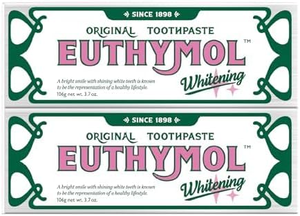 EUTHYMOL Whitening Toothpaste (3.7fl oz*2, Pack of 2) - Stain Removal in 2 Weeks, Long-Lasting Freshness for Sensitive Gum & Teeth. Bad Breath, Cavity Prevention. Recyclable Aluminum Tube-Ruum Studio Home