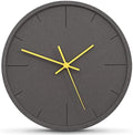 Stephanie Imports Modern Minimalist Dark Concrete Silent Wall Clock (Yellow Hands)-Ruum Studio Home