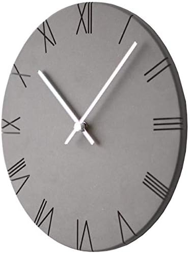 Stephanie Imports Modern Minimalist Concrete Hiding Gray Silent Wall Clock (Roman Numerals)-Ruum Studio Home