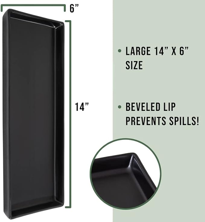Home Beets Matte Black Ceramic Serving Platters (14 x 6 Inch Rectangle Plates) Serving Dishes for Entertaining, Food, Appetizers, Desserts, Cheese Board, Charcuterie, Sushi - Set of 4 Party Trays-Ruum Studio Home