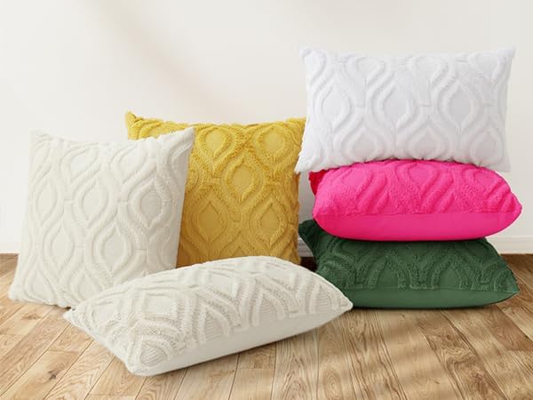 decorUhome Throw Pillow Covers 12x20 Inch Set of 2, Soft Plush Decorative Faux Fur Forest Elf Solid Couch Pillow Covers, Accent Farmhouse Neutral Lumbar Euro Pillow Cases for Sofa Bed Living Room-Ruum Studio Home