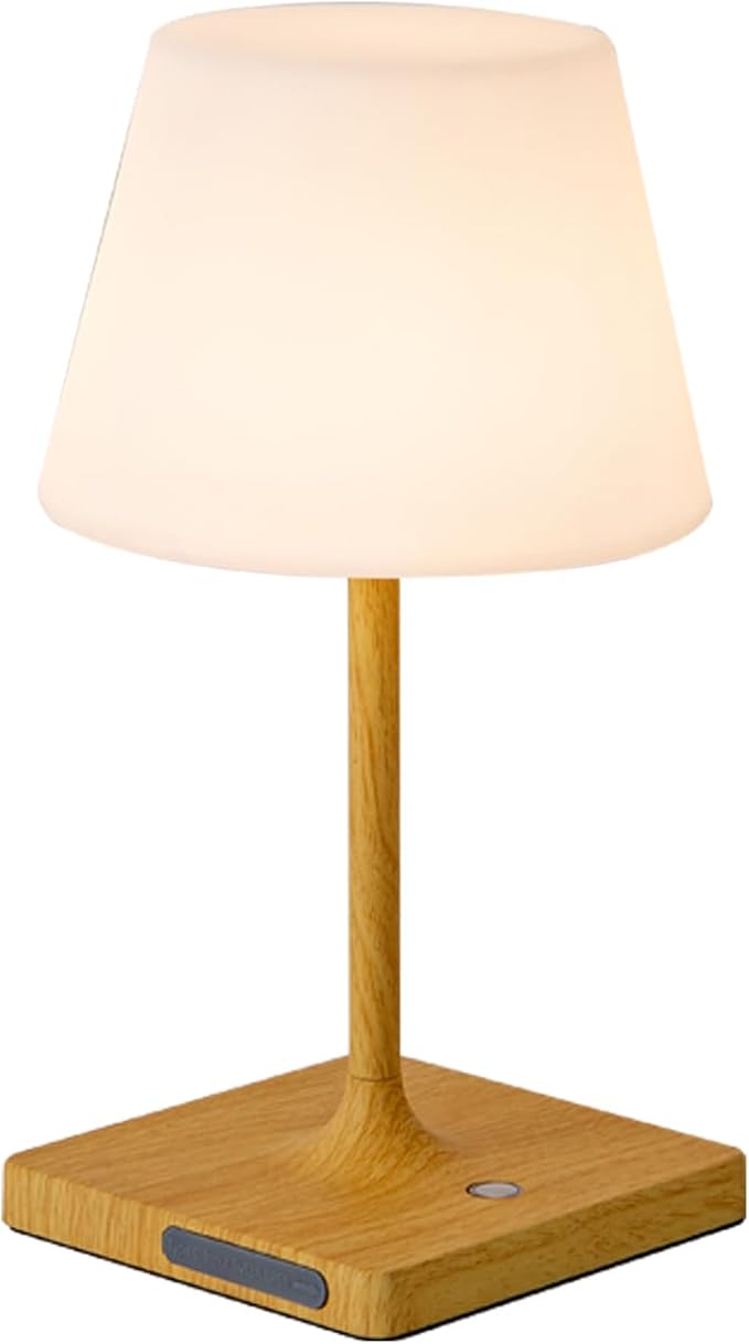Cordless Table lamp, Outdoor Battery Operated Rechargeable Desk lamp,Waterproof Shower Lamp,4000mAh LED 3 Colors Dimmable Touch Lamps for Camping Patio Courtyard Bedroom-Wood-Ruum Studio Home