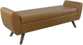 HomePop Modern Storage Bench with Wood Legs Home Décor|Bench with Storage for Living Room & Bedroom - Faux Leather Brown-Ruum Studio Home