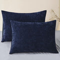 CaliTime Throw Pillow Covers Decorative 20 X 26 Inches Pack of 2 Cozy Chenille Standard Pillow Shams Cases for Couch Sofa Bed Living Room Home Navy Blue-Ruum Studio Home