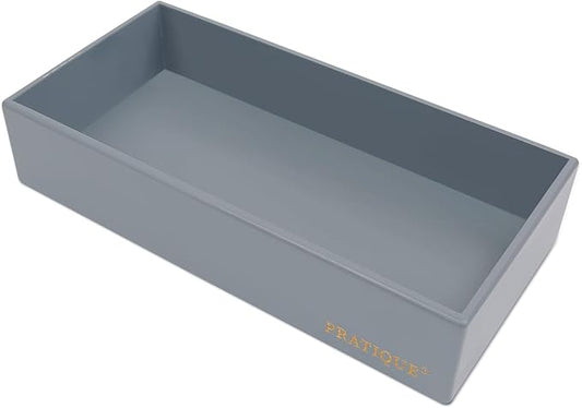Bamboo Drawer Organizer - Kitchen Utensil Organizer Silverware Tray Cutlery Holder，Office Desk Supplies and Accessories,12 * 5.9 * 2.6,Grey-Ruum Studio Home