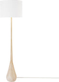 GLOBE Electric 52112 65" Floor Lamp, Faux Wood Finish, White Cotton Shade, Japandi Style, E26 Base, Modern Bedroom and Living Room Lighting-Ruum Studio Home
