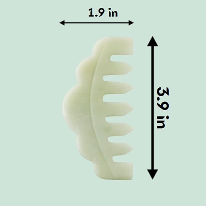 Mount Lai Hand-Carved Natural Jade Gua Sha Scalp Comb – Scalp Massager & Scraping Guasha Tool for Relaxation, Blood Circulation & Cooling-Ruum Studio Home