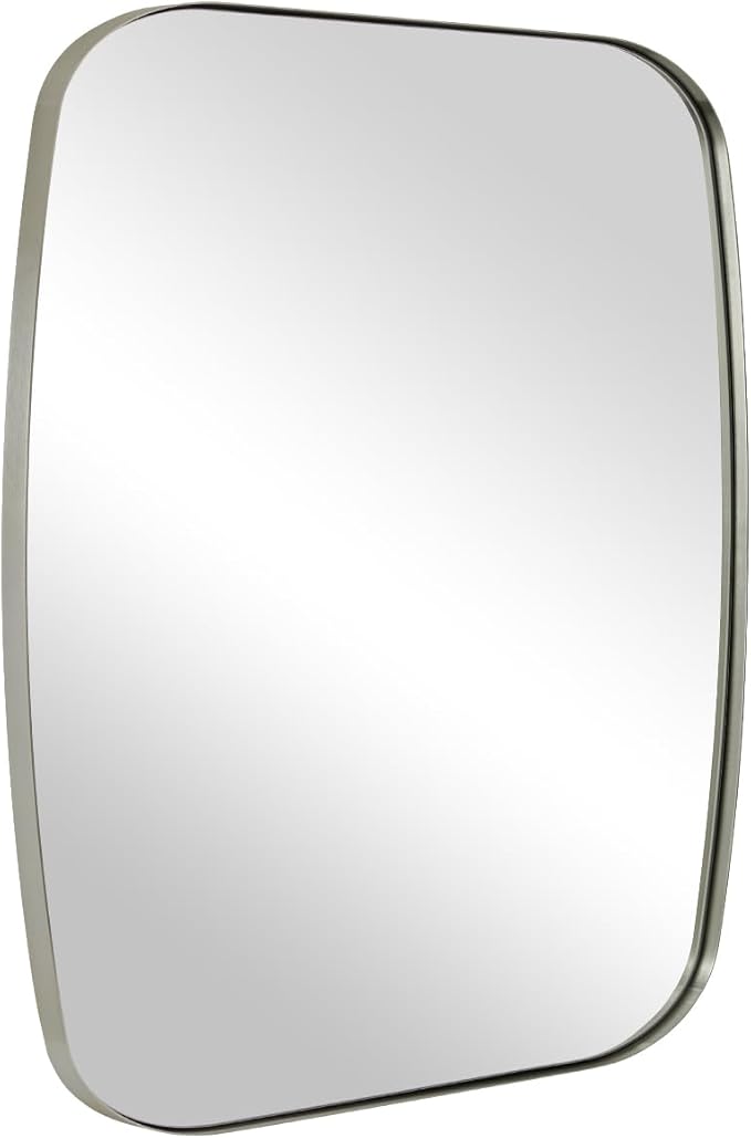ANDY STAR Brushed Nickel Oblong Mirror, 36x40 Inch Brushed Nickel Oval Mirror for Bathroom with Stainless Steel Metal Frame, Wall Mouned for Bathroom, Living Room, Entryway-Ruum Studio Home