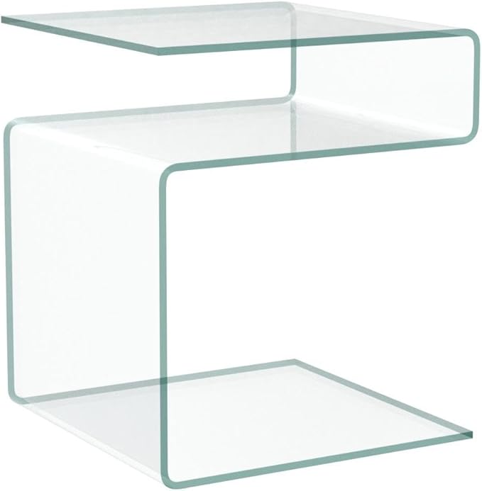 Glass Nightstand,Side Table,S-Shaped End Table for Living Room,Bedside Table for Bedroom (Clear)-Ruum Studio Home