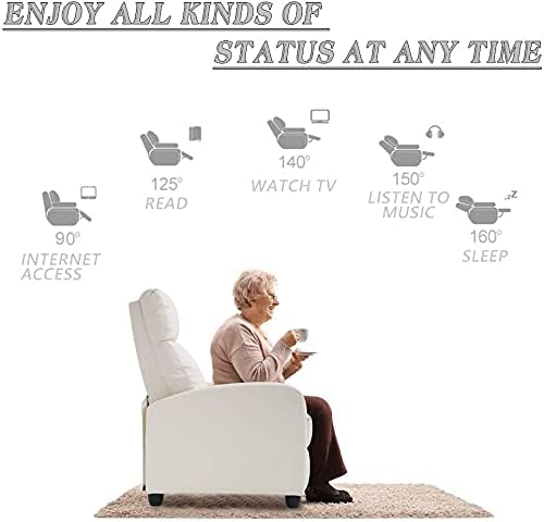 BestMassage | Recliner Chair | with 2 Point Massage Function | Textile Beige | with Lumbar Support, Adjustable Push Back, Footrest & Padded Seat | Easy Assembly | for Living Room, Home Theatre-Ruum Studio Home
