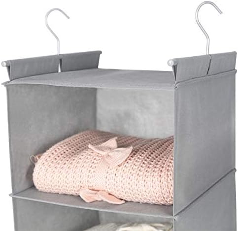 MAX Houser 6 Tier Shelf Hanging Closet Organizer, Closet Hanging Shelf with 2 Sturdy Hooks for Storage,2 Pack, Foldable (Light Grey)-Ruum Studio Home