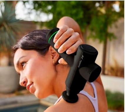 Hyperice Hypervolt Go 2 - Black - Featuring Quiet Glide Technology - Handheld Percussion Massage Gun - 3 Speeds, 2 Interchangeable Heads - Helps Relieve Sore Muscles and Stiffness - FSA-HSA Eligible-Ruum Studio Home