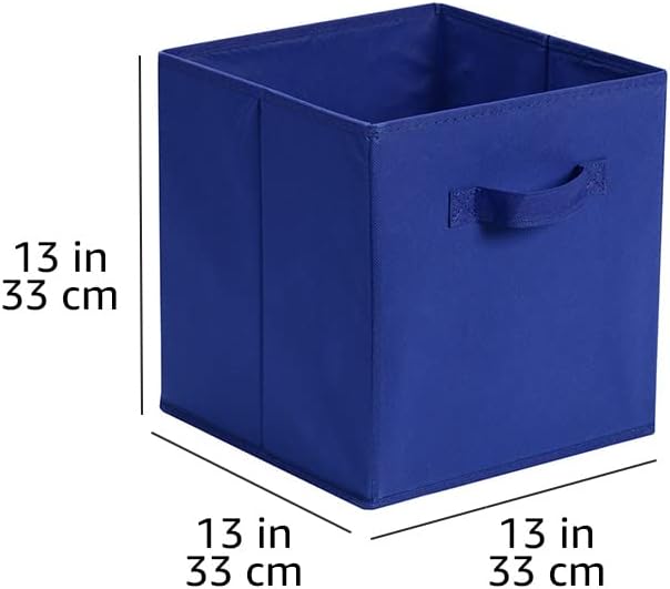 Amazon Basics Cube Organizer Storage Bins Handles, Collapsible Fabric, Pack of 6, 13"x13"x13", Navy-Ruum Studio Home