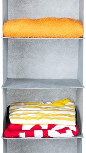 MAX Houser 6 Tier Shelf Hanging Closet Organizer, Closet Hanging Shelf with 2 Sturdy Hooks for Storage,2 Pack, Foldable (Light Grey)-Ruum Studio Home
