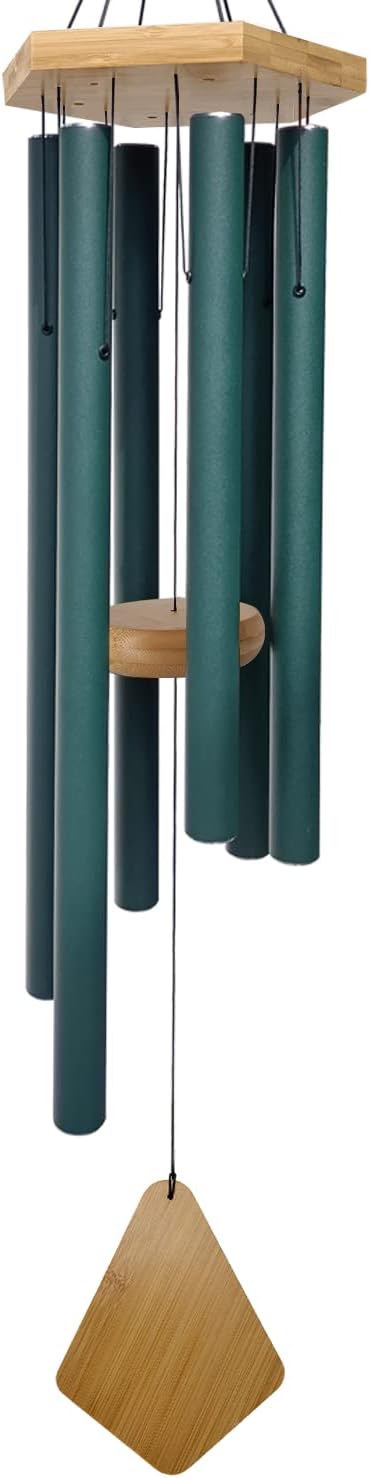 Wind Chimes Outdoor Deep Tone, Wind Chimes for Outside, Memorial Wind Chimes with Hook as Gifts for Mother's Day/Housewarming/Christmas, Patio, Garden, Yard, Home Décor. Green-Ruum Studio Home
