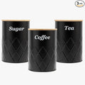Black Canister Sets for Kitchen Counter,Tea coffee canisters,sugar container,3 Canisters,900ML/30.43OZ-Ruum Studio Home