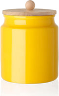 Sweejar Ceramic Kitchen Canisters, 28 FLOZ Porcelain Food Storage Jar with Airtight Seal Wooden Lid, Home Container Serving for Coffee Beans, Tea-leave, Sugar, Salt and More, Tool Bucket (Yellow)-Ruum Studio Home