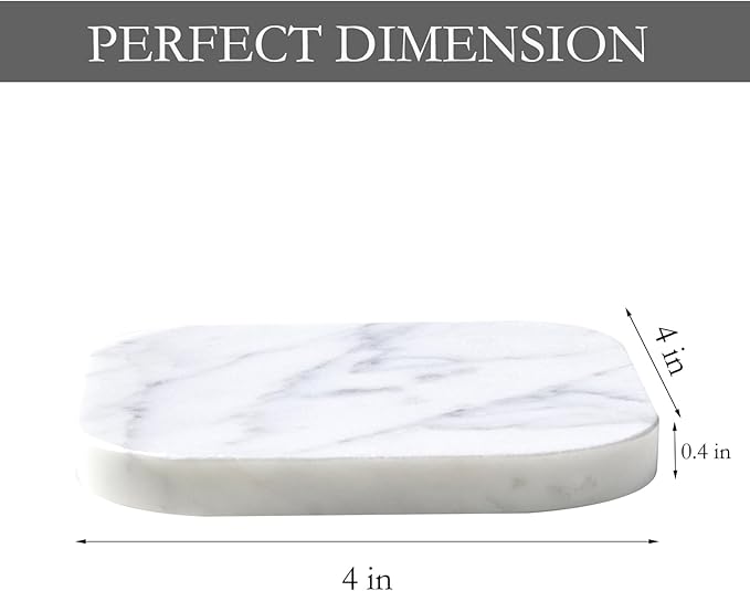 𝐋𝐮𝐱𝐮𝐫𝐲 𝐈𝐭𝐚𝐥𝐢𝐚𝐧 100% Marble Tile Coasters – Set of 4 – Square Modern Bar Coasters for Drinks, Coffee –Stone Holder for Home Décor, Housewarming Gifts (Carrara White)-Ruum Studio Home