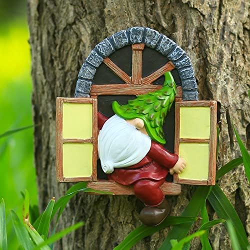 Whimsical Fairy Garden Gnome Statue, Tree Faces Decor Outdoor -5.9 Inch, Funny Garden Tree Decoration,Ideal Patio Yard Lawn Porch Decoration-Ruum Studio Home