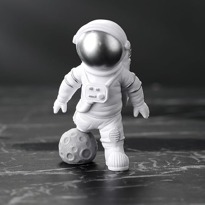 4 Pcs Silver White Astronaut Statues Set, Spaceman Sculpture Figurines Home Ornament Cake Toppers Gift-Ruum Studio Home