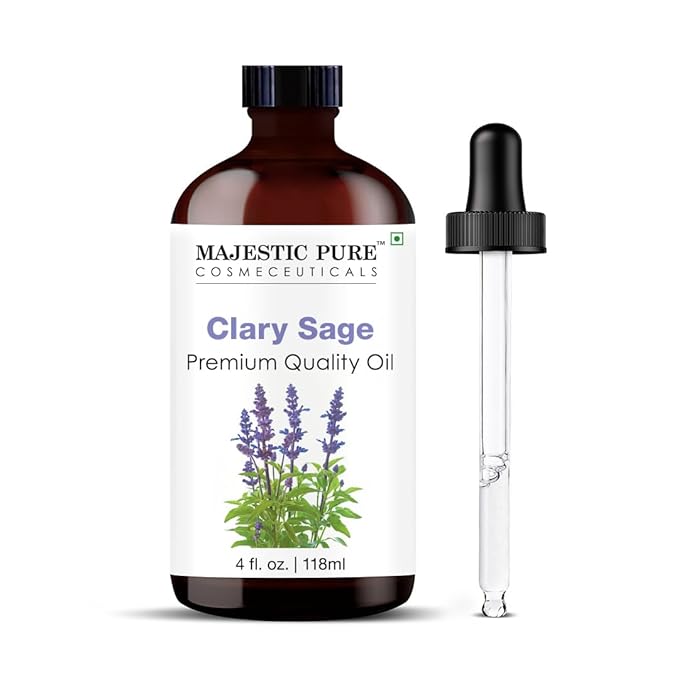 Majestic Pure Clary Sage Essential Oil with Glass Dropper - Huge 4 Fl Oz - 100% Pure and Natural Clary Sage Oil - Premium Grade Essential Oils for Diffuser, Aromatherapy, Soap and Candle Making-Ruum Studio Home
