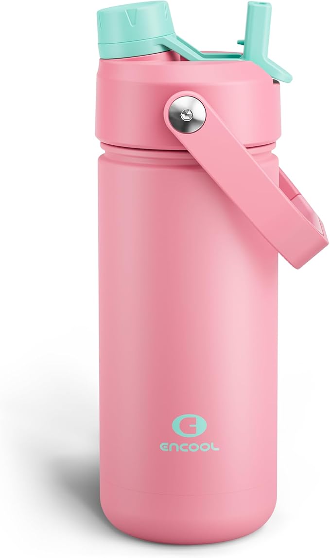 Insulated Water Bottle with Straw Stainless Steel Water Bottle, Leak-Proof, BPA-Free, Double Wall Vacuum Keeps Cold for 24 Hours for Sports, Travel, School (18 oz, Tulip)-Ruum Studio Home