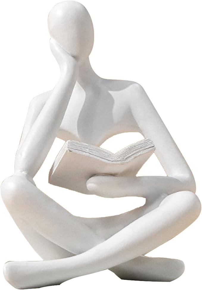 Bookshelf Decor Thinker Statue - Abstract Style Thinker Sculptures Modern Aesthetic Figurine Decoration Statues for Home Decor-Zuo Si-White-Ruum Studio Home