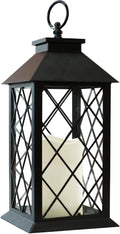 Bright Zeal 13.5" Black Vintage Candle Lantern with LED Pillar Candle and Timer - IP44 Waterproof Porch Light - Tabletop Lantern Decorative Outdoor-Ruum Studio Home
