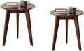 100% Solid Oak Round Side Table Set of 2, Small Bedside Table for Small Spaces, Living Room End Table with Stable Frame, Modern Nightstand for Bedroom Couch(Walnut, 17.71" D x 19.68" H)-Ruum Studio Home