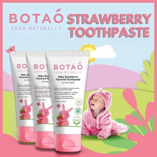 Fluoride Free Baby Toothpaste | Natural Toddler Toothpaste | Strawberry Flavored - Training Toothpaste for Toddlers | EWG Verified, Vegan, SLS Free, Safe to Swallow, Aloe Vera (3 Pack)-Ruum Studio Home