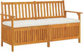 vidaXL Patio Storage Bench 58.3" - Solid Acacia Wood with Cream White Cushion - Versatile Wooden Bench for Indoor and Outdoor Use - with Ample Storage Space-Ruum Studio Home
