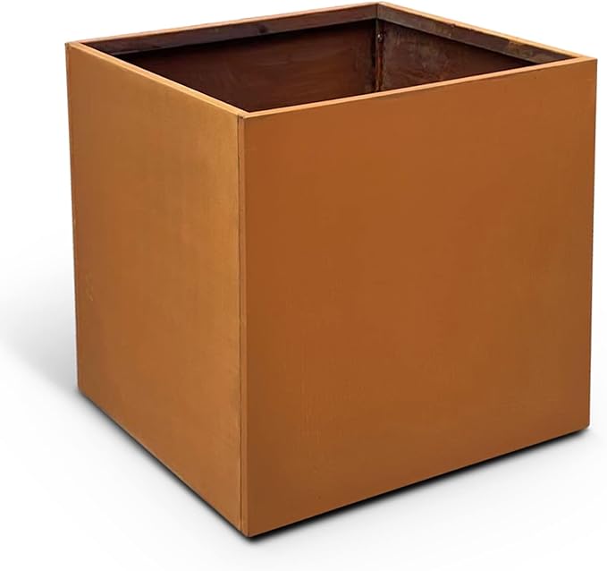Corten Steel Planter Box Outdoor Planter Metal Square Large Steel Flower Pot Rustic Cube Patina Tall Plant 20 Inch Durable Antique for Commercial Residential Patio Deck Yard Garden-Ruum Studio Home