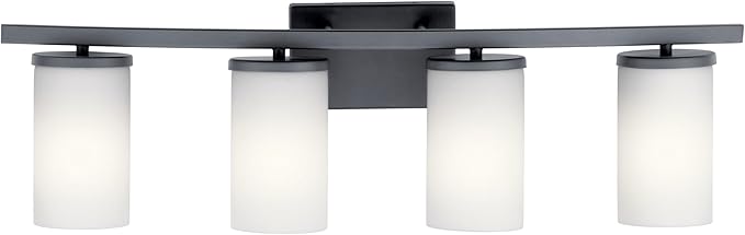KICHLER 45498BK Crosby Vanity, 4-Light 400 Total Watts, Black-Ruum Studio Home