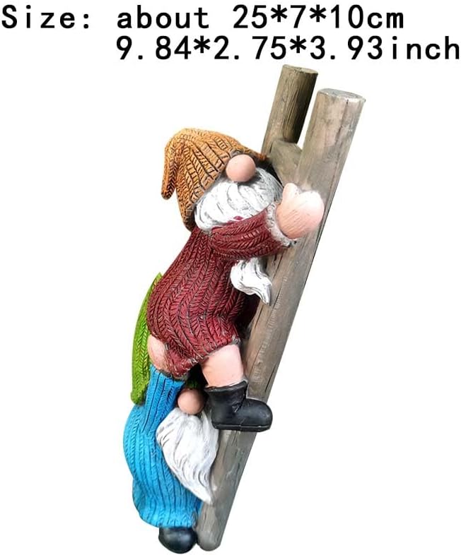 Garden Gnome Statue, Funny Climbing Ladder Gnomes Figurine Resin Sculpture Outdoor Decor for Patio Yard Lawn Porch Ornaments Gift-Ruum Studio Home