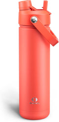 Insulated Water Bottle with Straw - Encool Stainless Steel Water Bottle, Leak-Proof, BPA-Free, Double Wall Vacuum Keeps Cold for 24 Hours for Sports, Travel, School (26 oz, Tawny Orange)-Ruum Studio Home